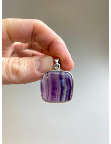 Pendentif en Fluorite serti argent 925 (créativité / concentration) online