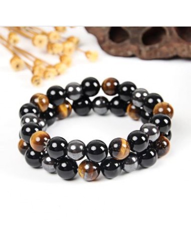 Bracelet "Énergie et Protection des 3 pierres" : Oeil de Tigre, Hématite et Obsidienne Noire JUSQU'A -70%! 