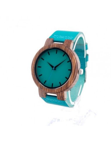 Montre à Quartz en bois de bambou & cuir bleu livraison et retour toujours gratuits