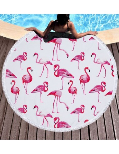 Serviette de plage ronde "Flamant Rose" - 8 modèles disponibles pas cheres