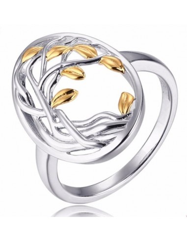 Bague "Arbre de vie" en Argent avec Feuilles Plaquées Or prix