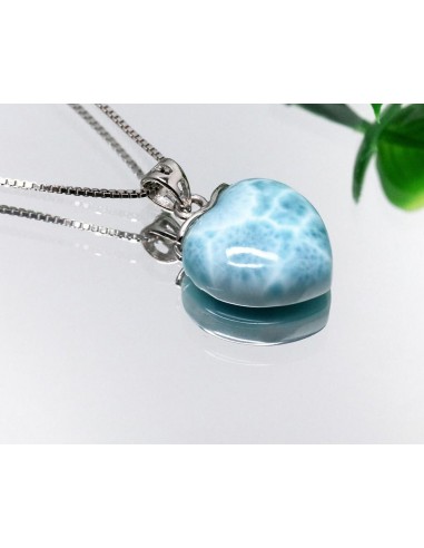 Pendentif "Coeur de l'océan" Larimar en Argent Sterling le des métaux précieux