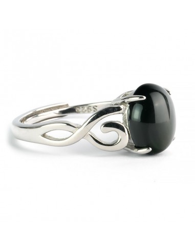 Bague Femme Argent Obsidienne Oeil Céleste de pas cher