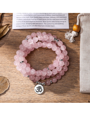 Bracelet Mala Tibétain Quartz Rose Sanskrit meilleur choix