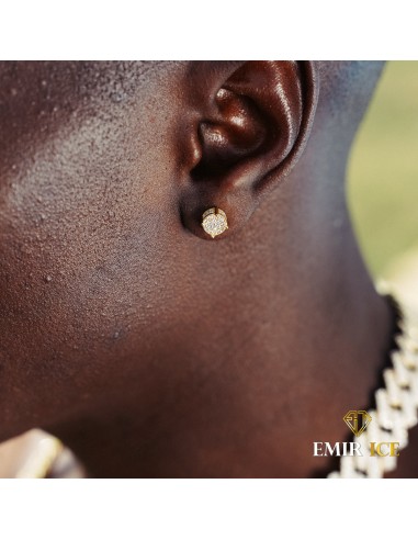 BOUCLE D'OREILLE DIAMANT ROND OR JAUNE Amélioration de cerveau avec