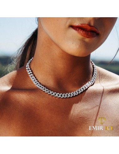 COLLIER MAILLE CUBAINE DIAMANT FEMME OR BLANC - 9MM pour bénéficier 