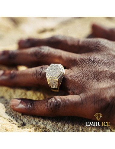 BAGUE CHEVALIÈRE DIAMANT OR JAUNE de l' environnement