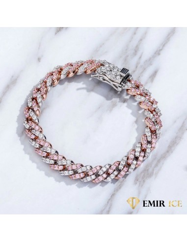 BRACELET CUBAN LINK FEMME OR ROSE ET OR BLANC - 9MM livraison et retour toujours gratuits