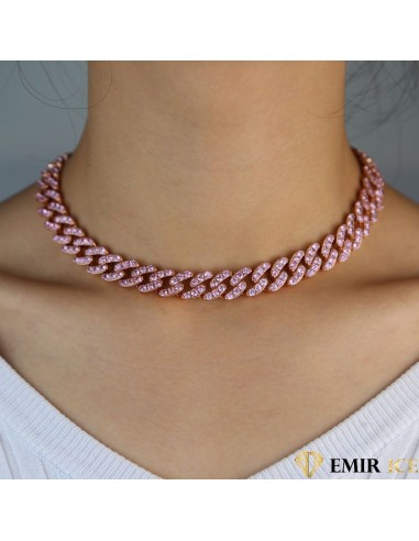 COLLIER MAILLE CUBAINE FEMME "SWEET PINK" - 12MM Dans la société mordern