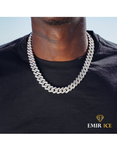 CHAINE PRONG CUBAN LINK DIAMANT OR BLANC - 14MM online