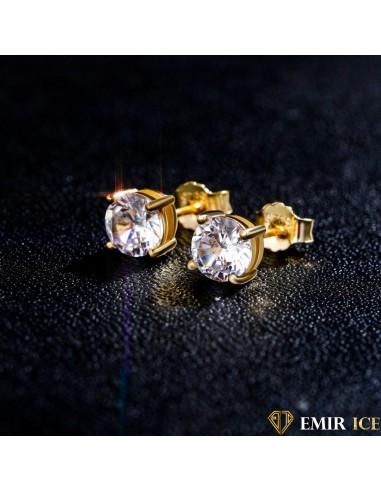 BOUCLE D'OREILLE DIAMANT SOLITAIRE MOISSANITE OR JAUNE commande en ligne