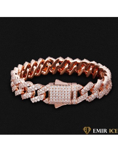 BRACELET EMIR PRONG LINK OR ROSE - 14MM les ctes