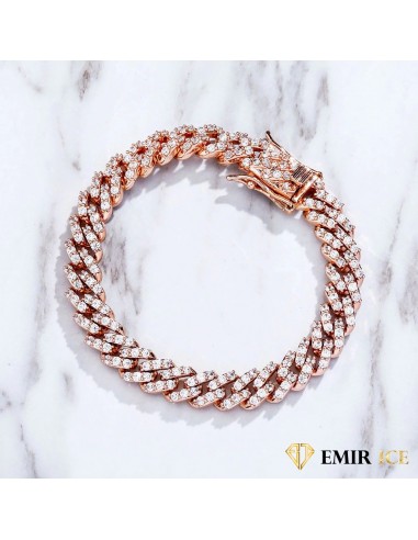 BRACELET CUBAN LINK FEMME OR ROSE - 9MM pas cher