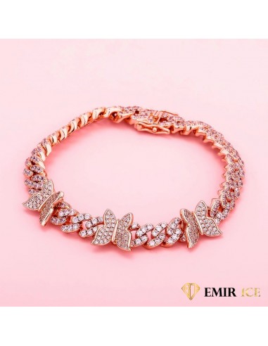 BRACELET CUBAN LINK PAPILLON FEMME OR ROSE - 9MM Comparez plus de prix