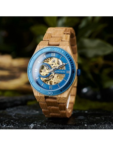 Montre en Bois homme "Blue Mechanic" en ligne des produits 