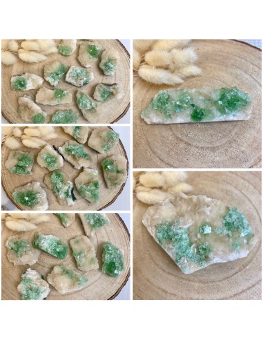 Druse Apophyllite verte et Stilbite (intuition / paix intérieure) En savoir plus