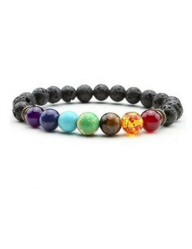 Bracelet "Santé 7 Chakras Pierres de lave" (2 achetés + 1 offert) en stock