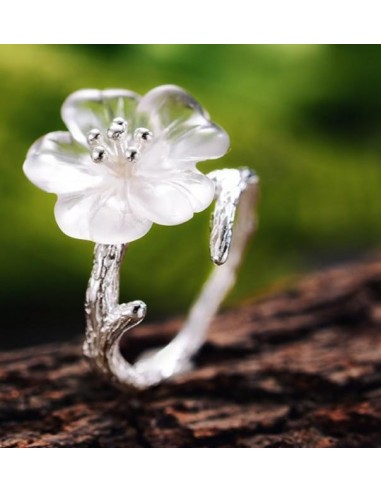 Bague "Fleur de Lotus à Cinq Pétales" Ajustable en Argent Sterling la livraison gratuite